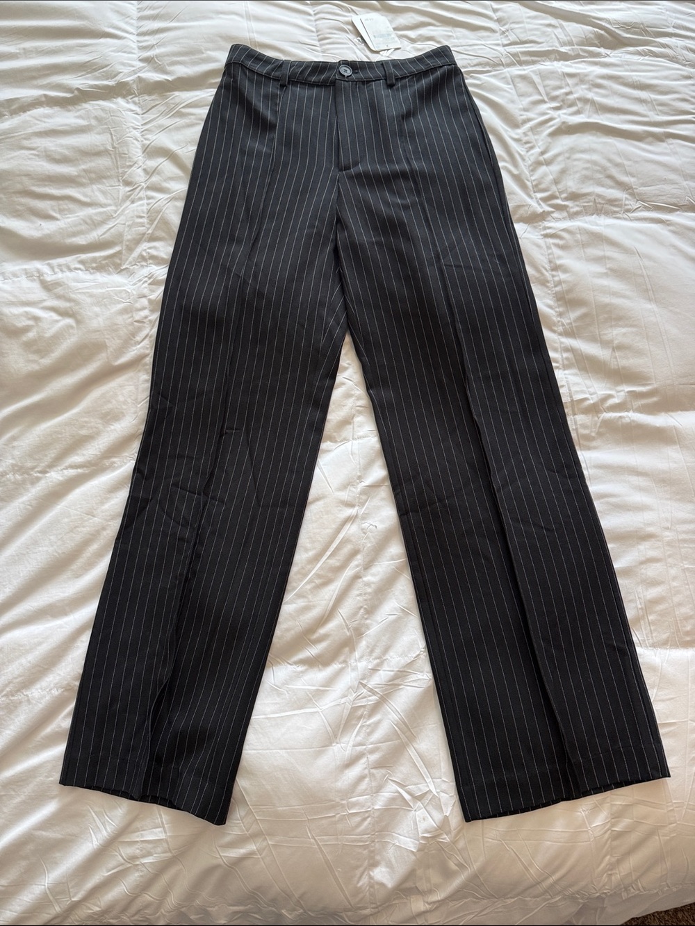 Elodie Black Pinstripe Wide-Leg Trousers